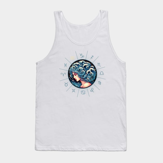 ZODIAC Aquarius - Astrological AQUARIUS - AQUARIUS - ZODIAC sign - Van Gogh style - 6 Tank Top by ArtProjectShop